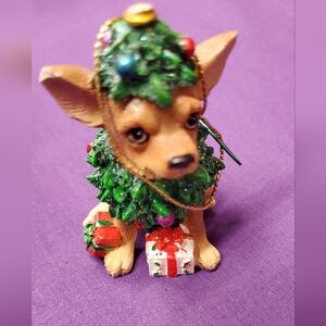 Festive Ceramic Chi-hua-hua Dog Ornament